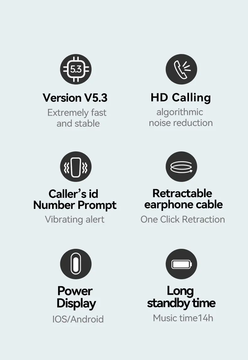 New Fineblue F520 Mini Wireless Earphone Retractable Portable Bluetooth 5.3 Headset Calls Remind Vibration Sport Run Headphone