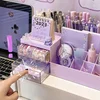 New Cute Pen Desk Holder Storage Box Organizer Girl Drawer-type Desktop Student Stationery Handbook Nine Grids Storage Box 4