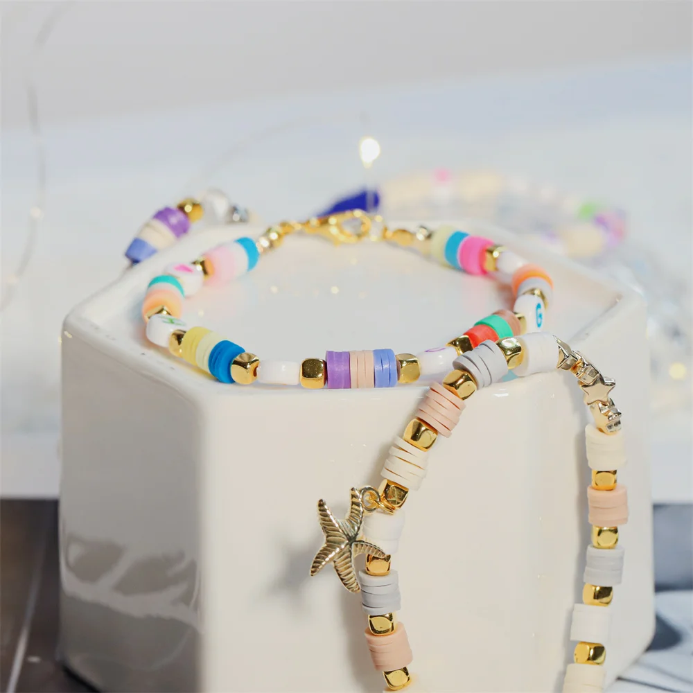 7200pcs/Set Acrylic Letter Beads Clay Bead Jump Ring Elastic Cord Lobster Clasp Jewelry Findings for DIY Necklace Bracelet