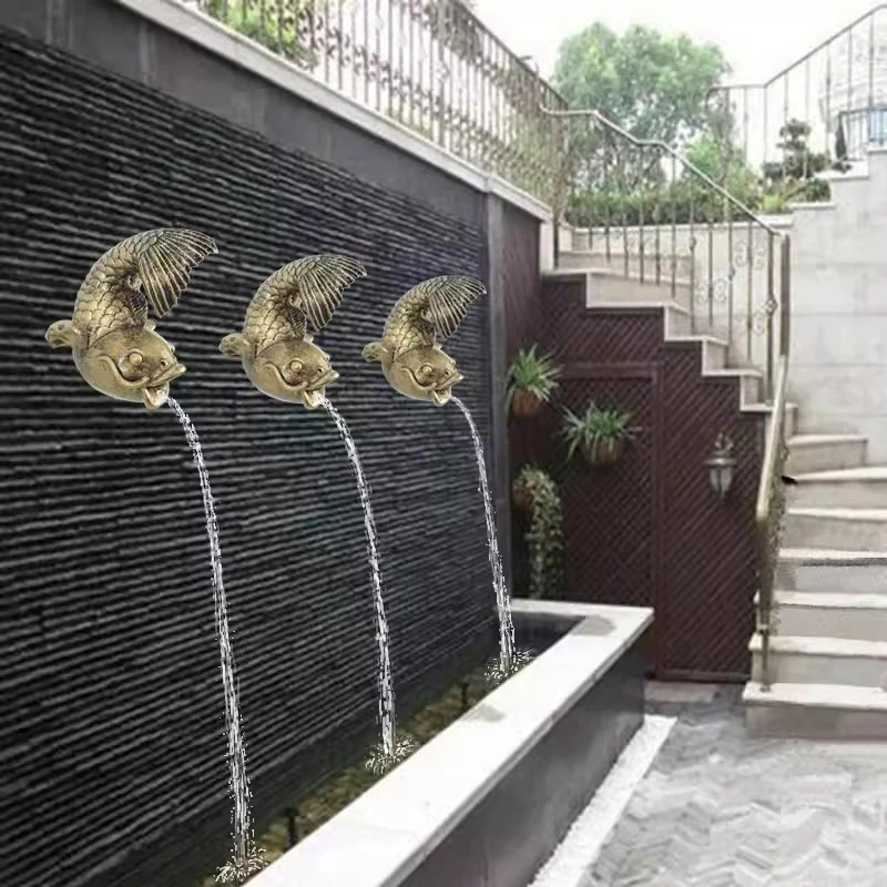 수경 시설, 장 분수, 중국식 벽 장식, 모조 석조 잉어 조각상, 물 분사기