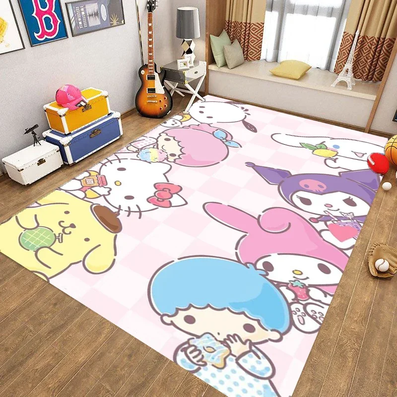 귀여운 만화 강아지 귀여운 고양이 카펫, C 시나모롤, M 멜로디, 거실 장식 선물, 소녀 침대 깔개