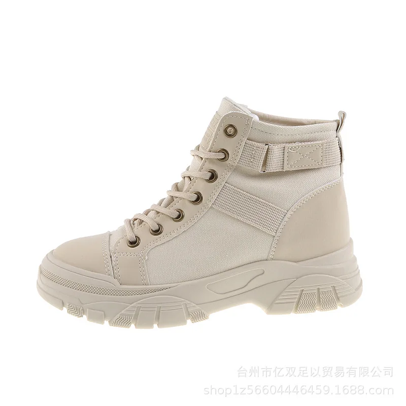 New 2022 Ladies Boots Fashion Shoes Autumn Winter Comfortable Leather Thick Platform Ankle Boot Platform Boots Female