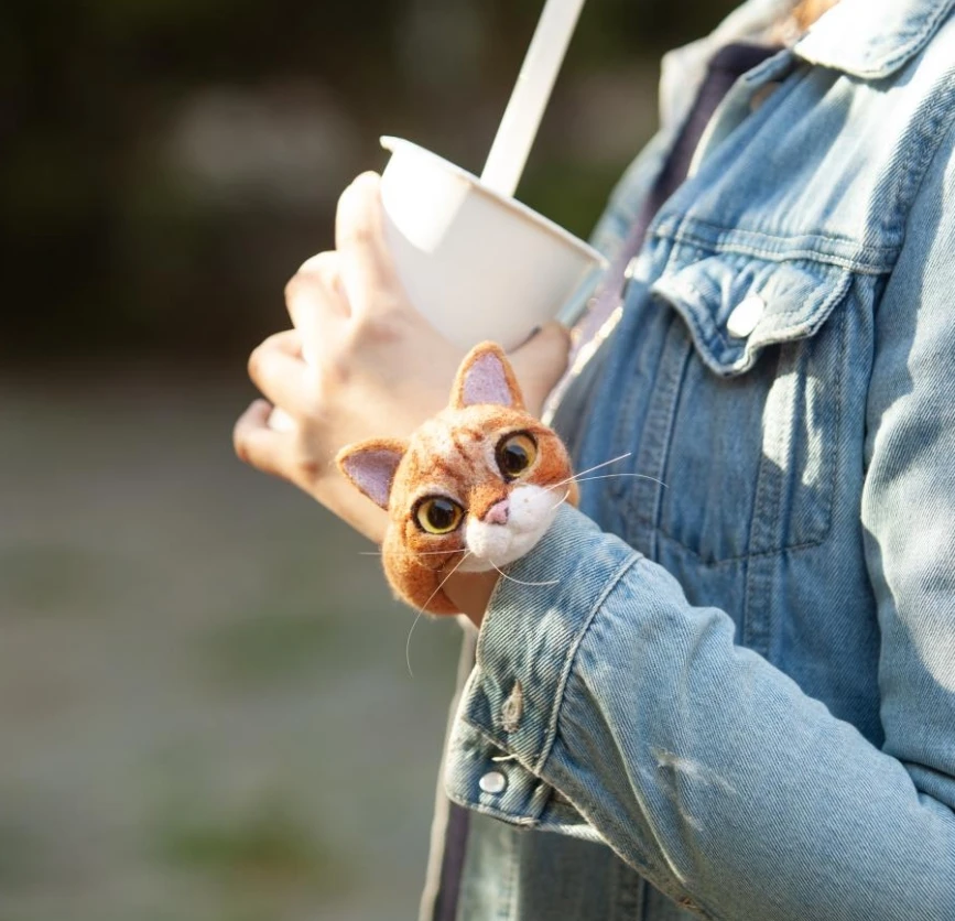 Wool Felt Poke Non-Finished Cat Handmade Wool Felting Material Package Doll Toy DIY Child Gift Needle Felting Tool Kit