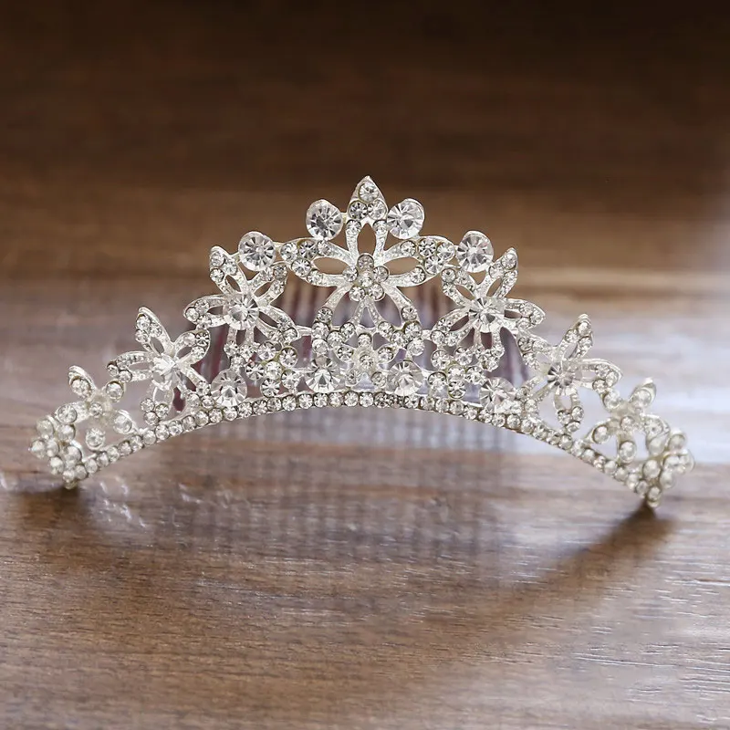 Crystal Crown Hair Comb For Women Girls Rhinestone Tiara and Crown Hairbands Bridal Princess Headband Wedding Hair Accessories youlapan colorful rhinestone short veil comb bridal wedding tiara for girlfriend weddings