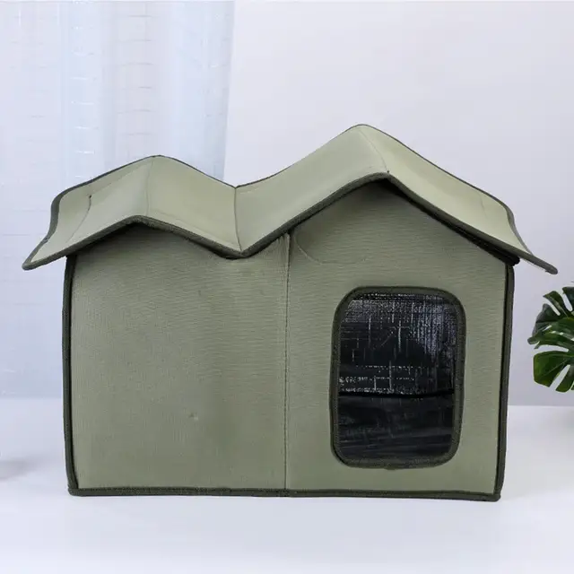 Feral Cat House Large Insulated Cat Shelter Waterproof Weatherproof Pet House with Transparent Door Washable Cat Hut for Cat Dog 3