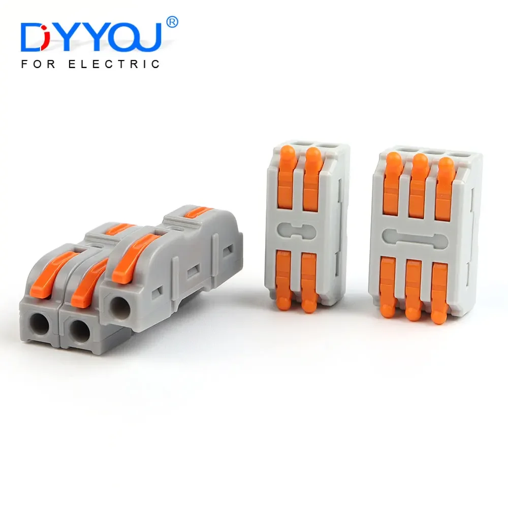 50/100pcs Mini Orange Lever Quick Wire Conductor Connector Universal Compact 1 in 1 out Electric Splicing Push-in Terminal Block