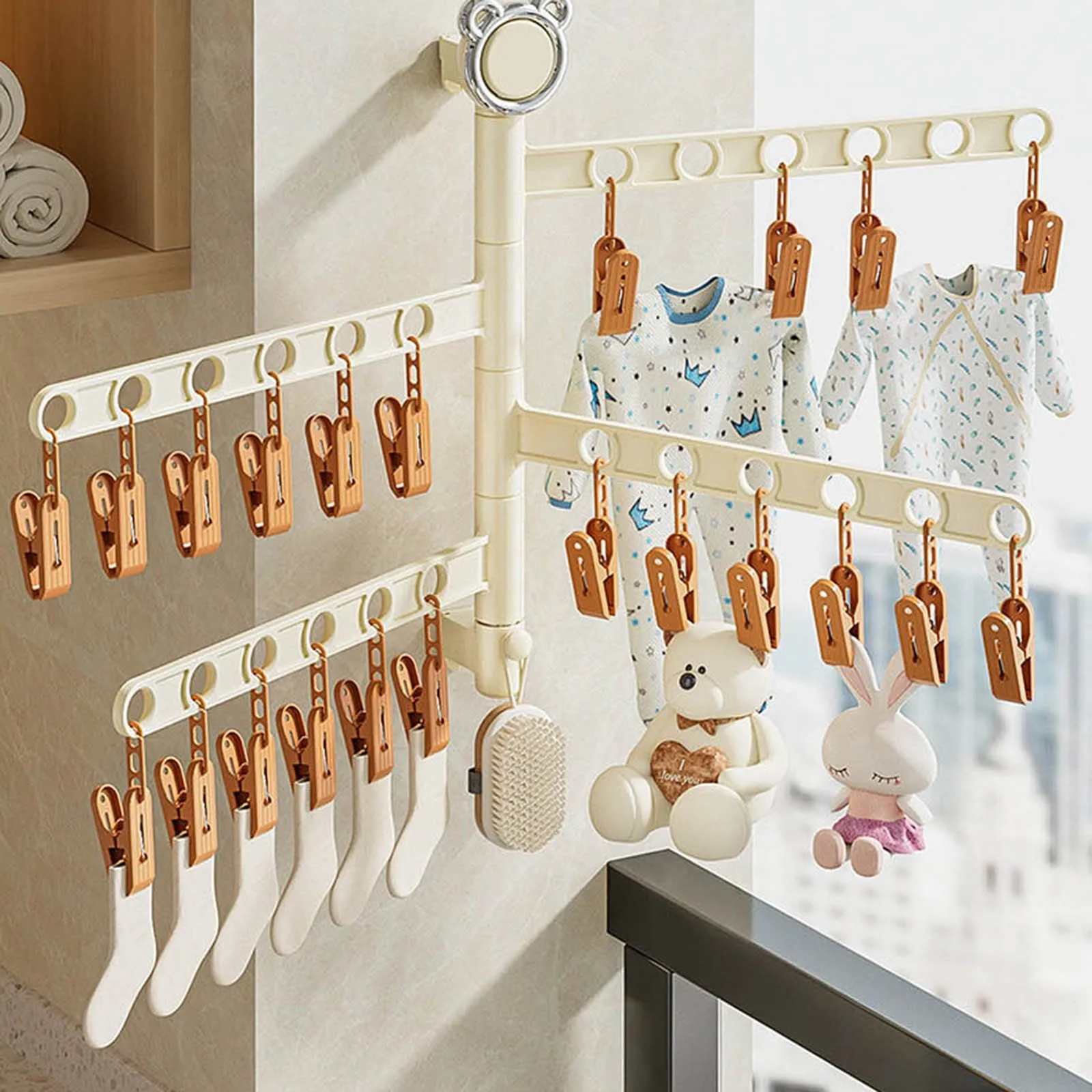 RV Clothes Drying Rack Rotatable Clothes Drying Rack With For Babies Convenient Lightweight Zipper Storage Bags for Blankets