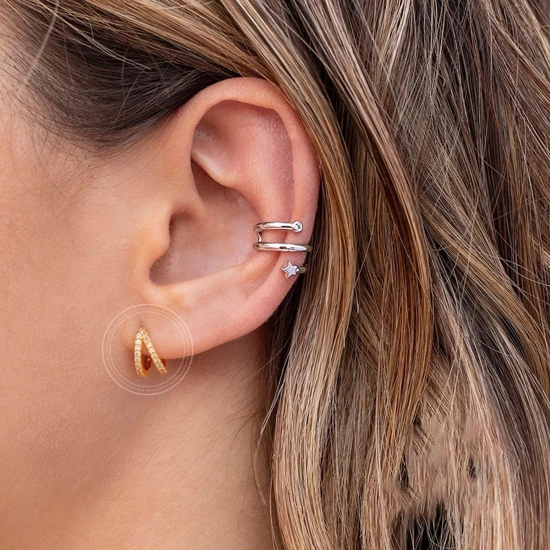 Gold Silver Color Simple Huggies Full Rainbow Zircon Hoops Earring for Women Fashion Drops Piercing Pendiente Ohrringe Jewelry