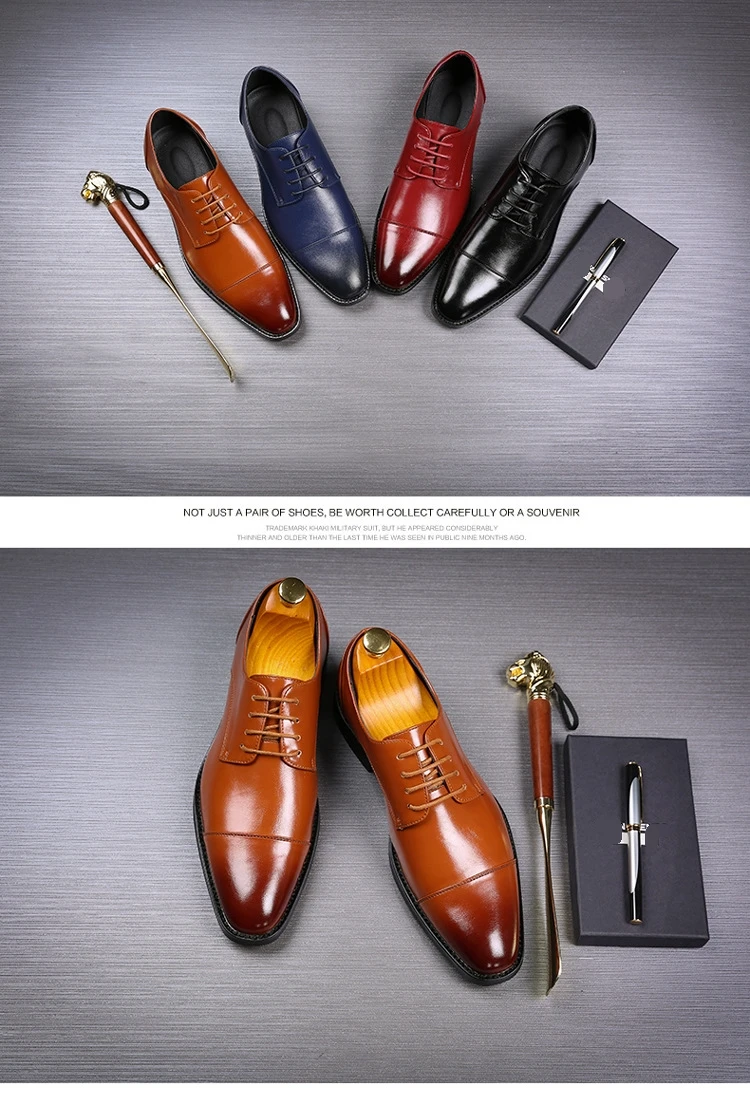 Classic Man Retro Derby Leather Shoes Lace Up Mens Business Dress Office Shoe Fashion Wedding Party Suit Oxfords British Style