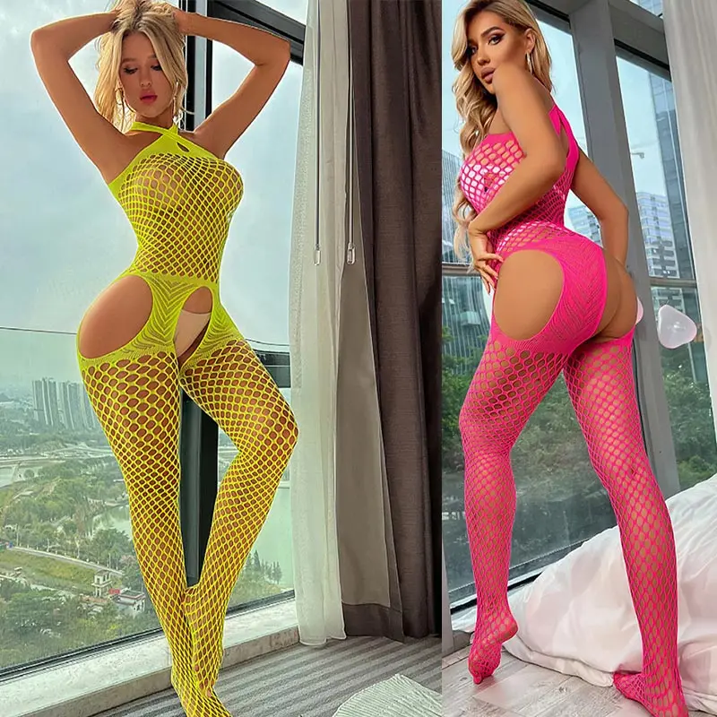Stil Hals hängend Schritt Öffnung Spitze sexy Kleidung sexy Dessous Damen sexy Kleid Dessous sexy Kleidung Fischernetz Unterwäsche 1