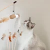 1PC Teaser Feather Toys Kitten Funny Colorful Rod Cat Wand Toys Wood Pet Cat Toys Interactive Stick Pet Cat Supplies 고양이 장난감