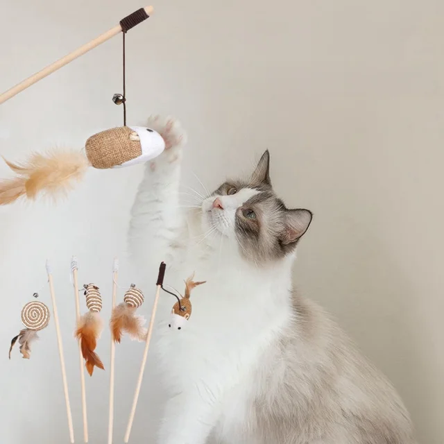 1PC Teaser Feather Toys Kitten Funny Colorful Rod Cat Wand Toys Wood Pet Cat Toys Interactive Stick Pet Cat Supplies 고양이 장난감 1PC Teaser Feather Toys Kitten Funny Colorful Rod Cat Wand Toys Wood Pet Cat Toys Interactive Stick Pet Cat Supplies 고양이 장난감