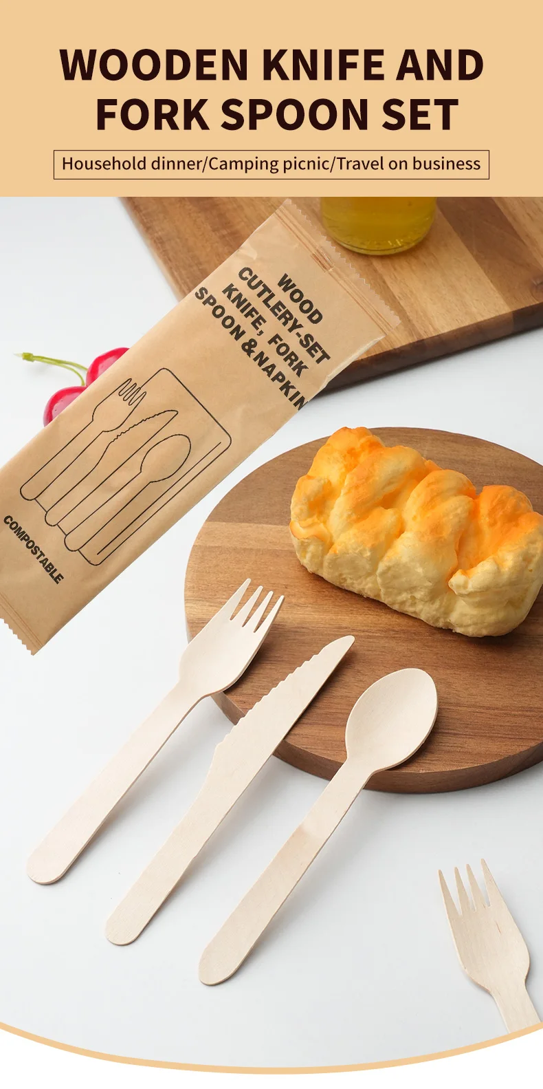 10/20PCS Disposable Cutlery Set – Individually Wrapped Knife, Fork, Spoon & Napkin – Po... - SKU DCS16299 - UGI Packaging