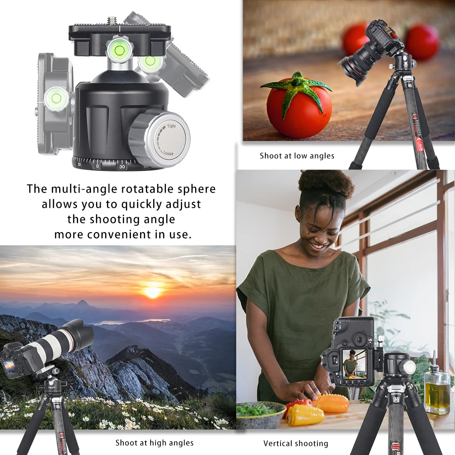 QP-36/44/52 Tripod Ballhead of Low Gravity Center 360° Panoramic Metal BallHead