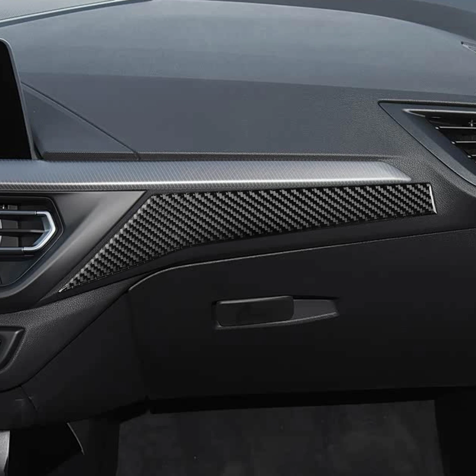 리얼 카본 파이버 자동차 액세서리 승객석 패널 트림 커버 소프트 스티커 (BMW 1/2 시리즈 F40 F44 2020 2021 2022 2023 2024 용)