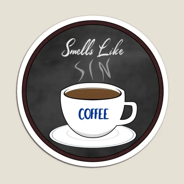 

Coffee Smells Like Sin Light Creamer Magnet Cute Funny Holder Colorful Stickers Toy Kids Home Refrigerator Children Baby