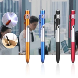 Support multifonctionnel pliable pour téléphone portable 4 en 1, stylet à écran tactile, stylo à bille lumineux LED, fournitures de papeterie scolaires et de bureau 