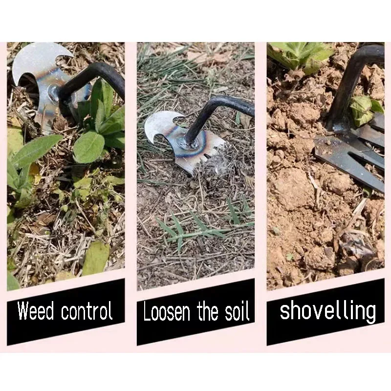 4/11 Tooth Weed Rake Handheld Garden Tool Manganese Steel For Weeding Soil Loosening Vegetable Harvesting Supplies garden rake,weed tool head,portable weeder,hand weeder,weed puller tool,weed puller,weed tool attachment