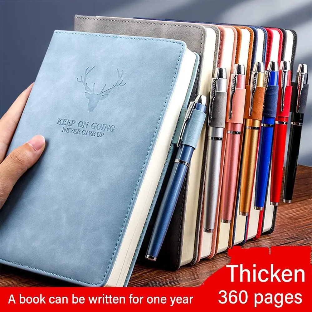 

A5 Notebook Ultra-Thick Thickened Notepad Business PU Leather Work Meeting Record Book Diary Sketchbook With Pen Insert