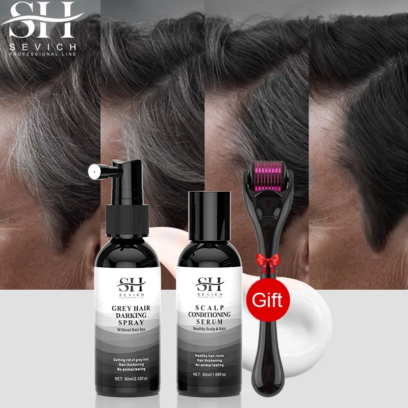 No Irritation Reverse Hair Gray Spray Naturally Ginger Repairing Scalp Serum For Men Women Cover Gray White Hair Shampoo Sevich