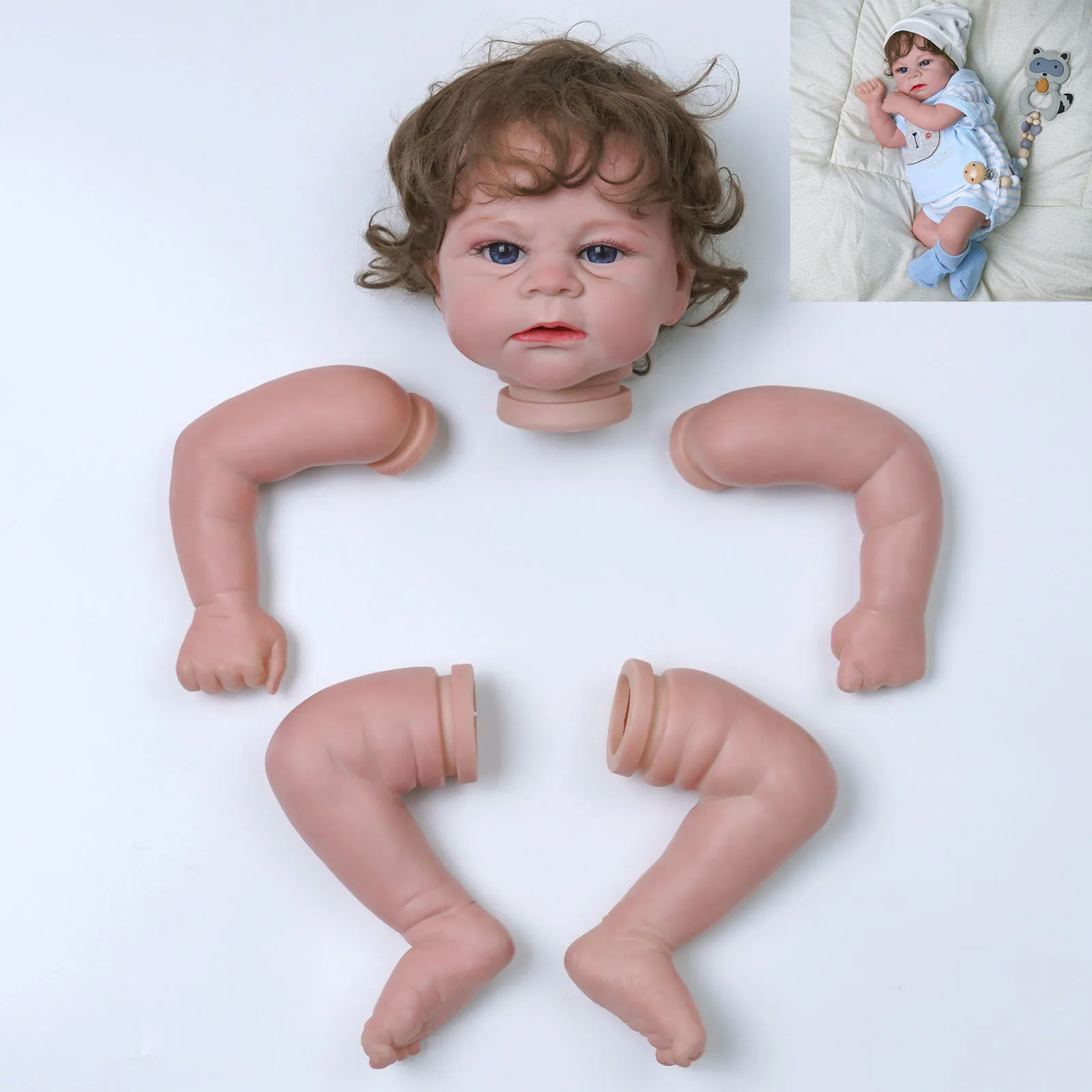 

ADFO Finished doll kit Elijah Reborn Kits Doll 17 Inch New Face Realistic DIY Vinyl Silicone Dolls Parts Reborn Baby Collect