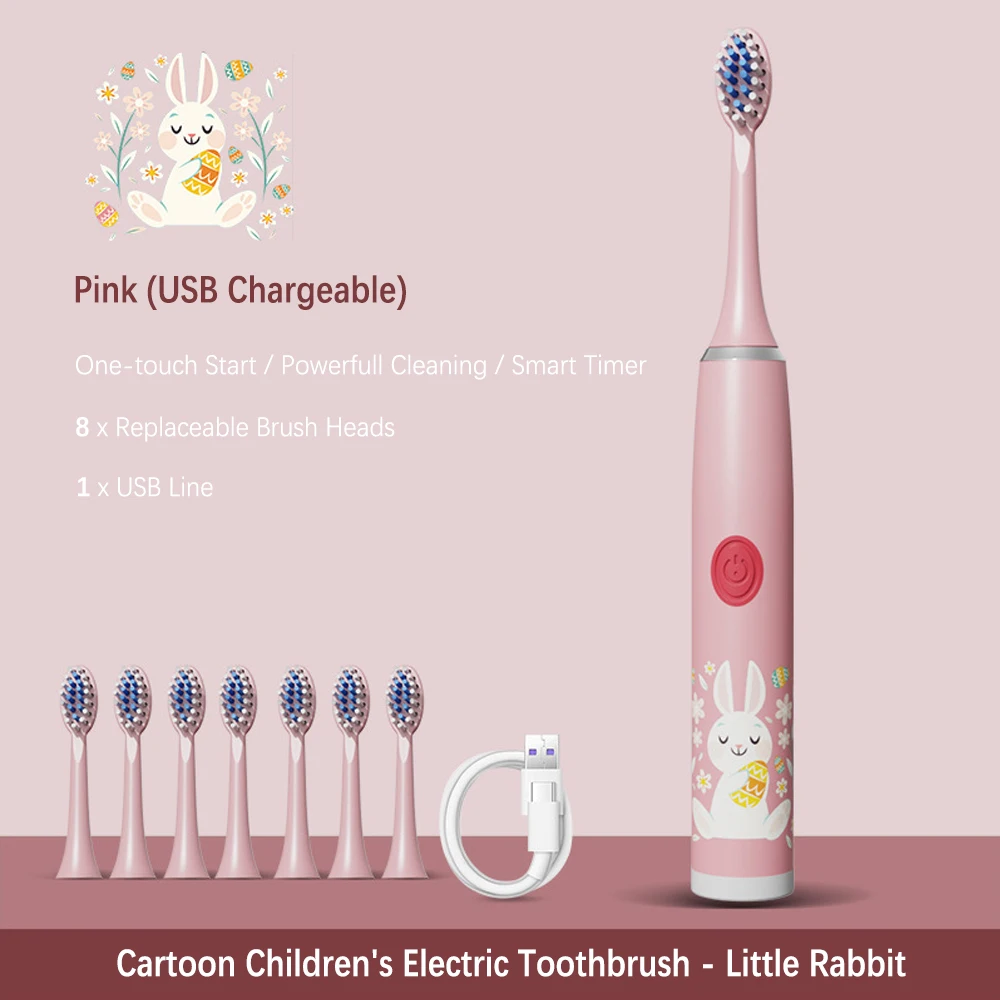 Детская электрическая зубная щетка с 8 шт. сменная головка зубной щетки мягкой
