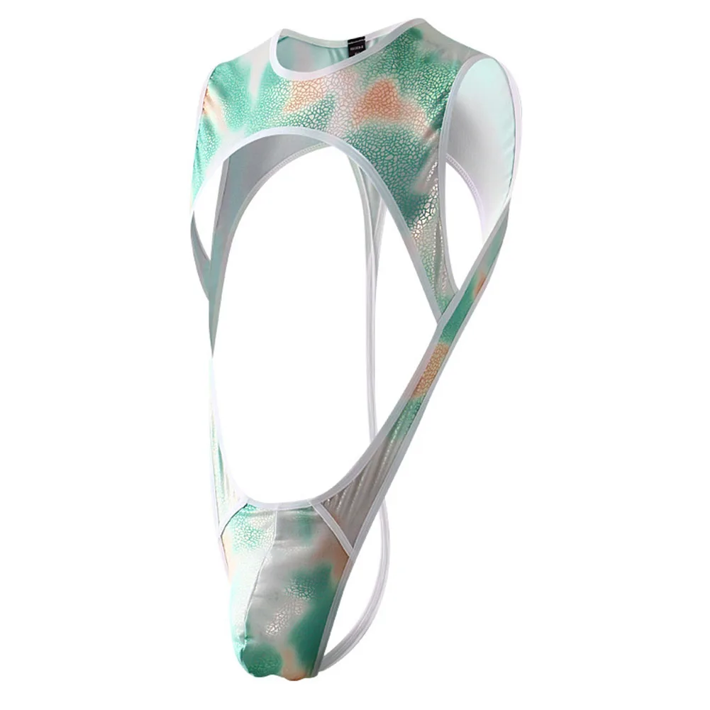 Men's Jockstrap Sexy Bodysuit Bulge Pouch Jumpsuit Leotard Lingerie Erotic Pajamas Hollow See Through Night Clubwear Tight Fit