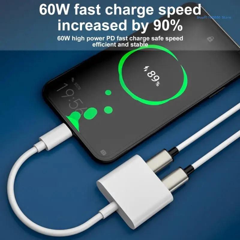USB 유형 USB 60W 충전 3.5mm 이어폰 보조 케이블 어댑터 C5AB