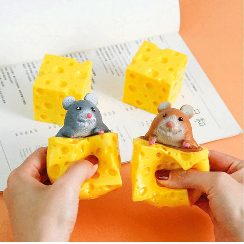 5.5cm Mini Squeeze Cheese Rat Cup Stress Relief Pinch Fun Creative Pop-Up Mouse Toy Kawaii Stuff Vent Squirrel Prank Toy