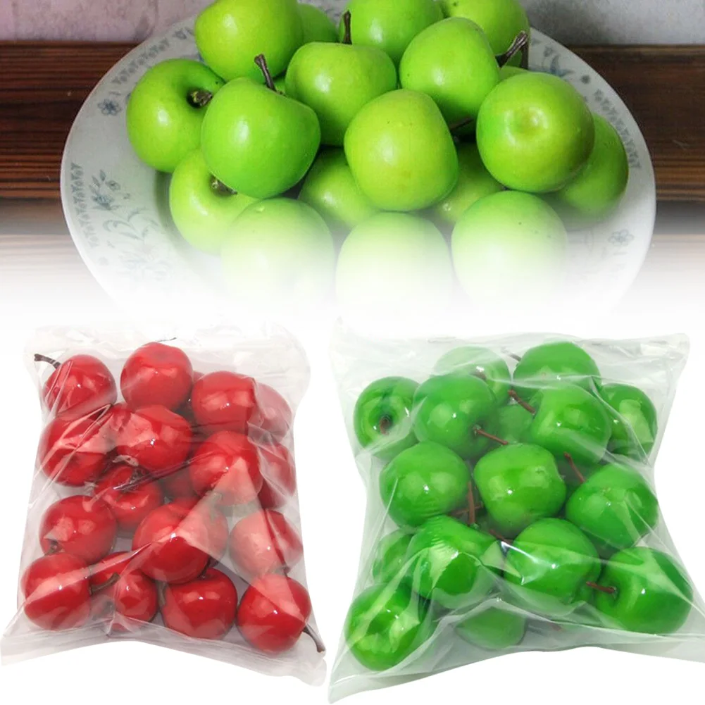 

20pcs Plastic Artificial-Apples Fruits Lifelike Kitchen Fake Fruit Home Decor Festival Party Decoration Photography Props Toys