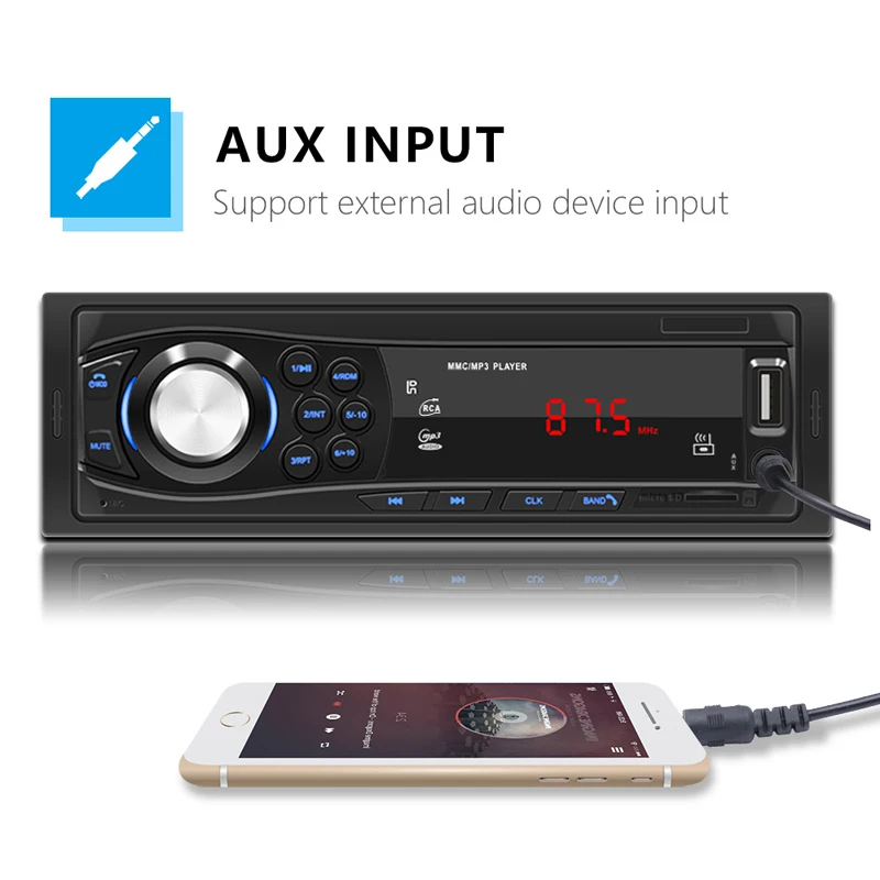 1 Din FM ڵ     2V 45W  г Ʈ USB  4.0 Mp3 ÷̾ RCA  TF ī U ũ AUX RCA