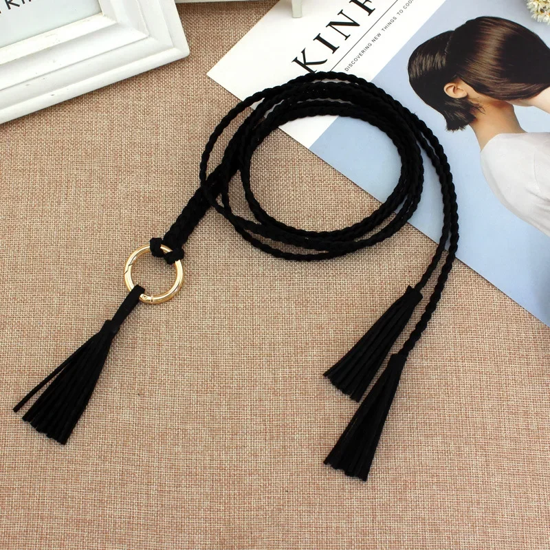 New Thin Rope Weaving Female Fashion Tie Waist Belts Women Party Dress Wild Small Belt Strap Cinturon Mujer Cinto Feminino Gift