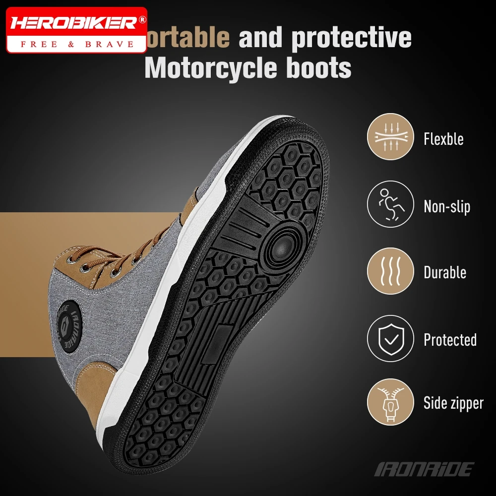 Men Motorcycle boots Motorcycle Rider Protective Boots Casual Breathable Sports Shoes Microfiber Shoes