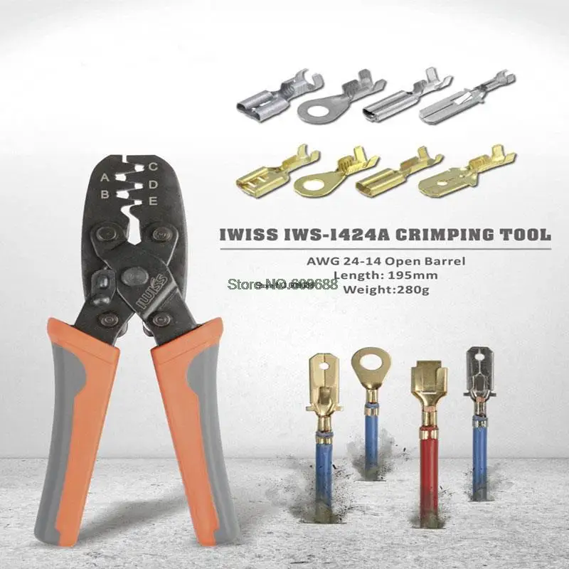 Iwiss Wire Clamp Open Barrel Terminal Crimper Pinza Strumento Per Molex Style Delphi Amp Tyco Terminali Crimper Open Barrel 24-14 Awg