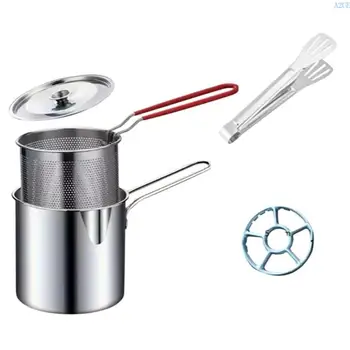 A2UE 1.2l 304 Stainless Steel Mini Oil Pot with Filter Miniature Fryers with Strainer 1
