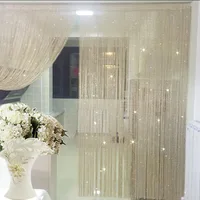 Glitter Door String Curtain Silver Ribbon Shiny Tassel Flash Line Curtain Valance for Window Room Home Decoration 2