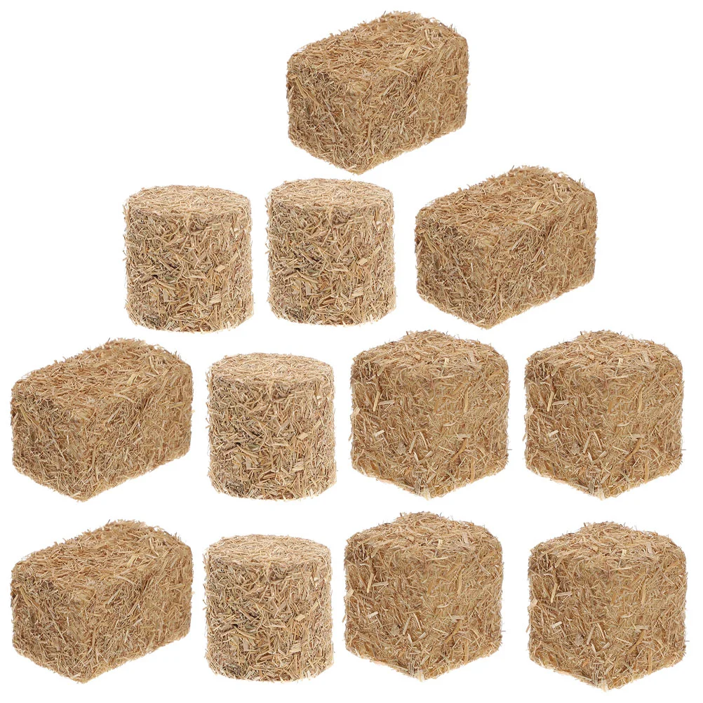 

4/8/12pcs Mini Hay Bales Rustic Miniature Farm Haystack Stackable Outdoor Decor Blocks Dollhouse Decoration