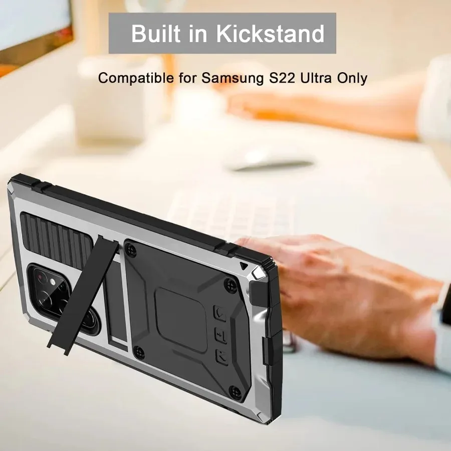 360° Full Body Shockproof Aluminum Metal Case with Inner Silicone and Kickstand