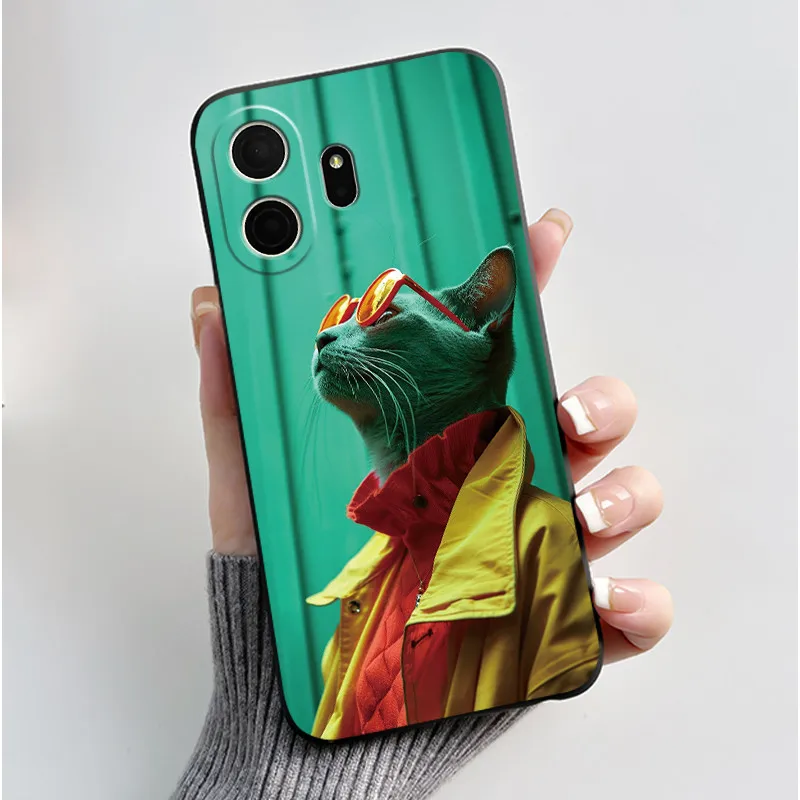 Aesthetic Cute Cat Cartoon Shockproof Silicone TPU Back Cover