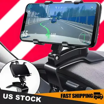 Universal Car Phone Holder Foldable Dashboard Adjustable Spring Clip Cell Phone Bracket 360 Degree Rotating Smartphone Stands 1