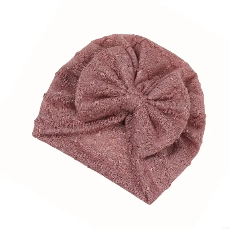 Baby Turban mit Bowknotakzent, atmungsaktive fetale Kappen Feste Farbhaube Trendy Headwap für Neugeborene Kleinkind A2UB – Detail 8