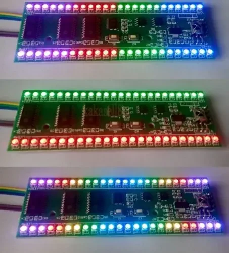 RGB MCU Adjustable Display Pattern 24 LED VU Level Indicator Meter Dual Channel
