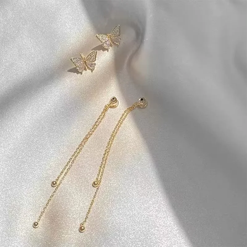 Dangle Earrings Fashion Butterfly Tassel Drop For Women Trendy Shiny Rhinestone Korean Jewelry Girls Party Gifts