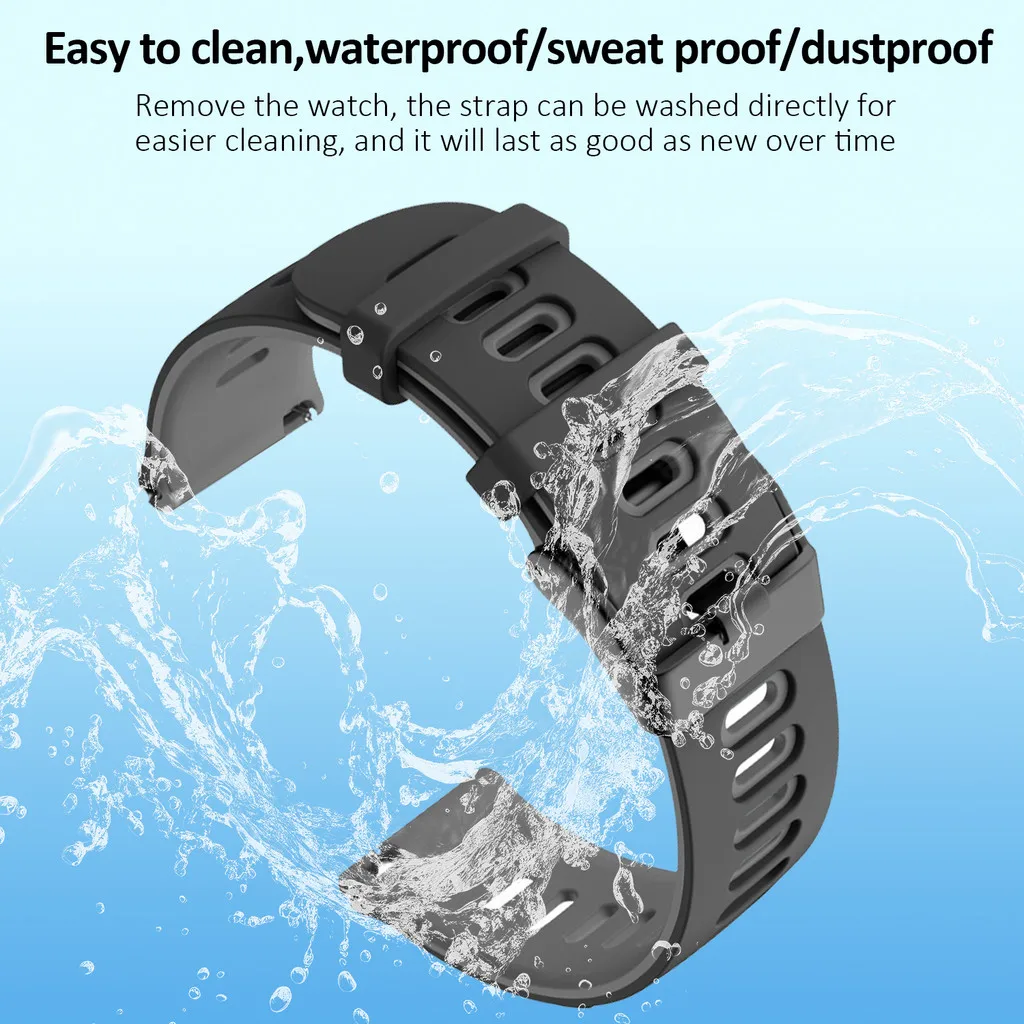 Two-Tone Silicone Sport Watchband - 22mm Universal Breathable Strap Replacement