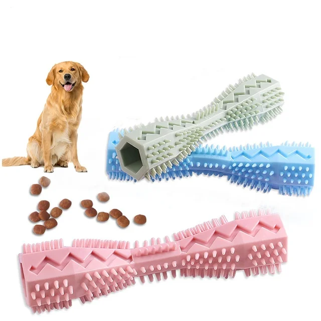 Dog Teething Toy Chew Stick Bite Resistant Fun Leak Proof Food Toy Pet Teether Cleaner Stick 2