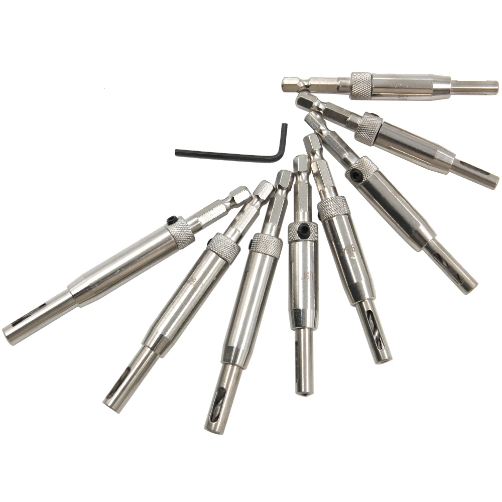 7pcs Self Centering Hinge Drill Bits Set Door Cabinet Pilot Holes HSS Hex Recess Woodworking Window Door Drill Bit Tools