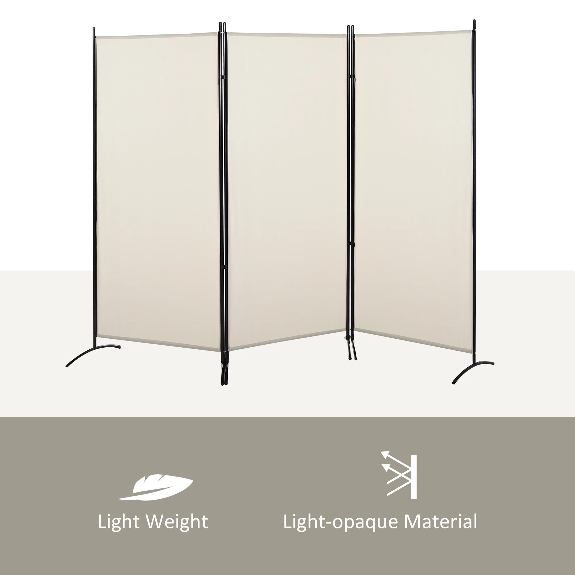 HOMCOM 6' 3 Panel Room Divider, Indoor Privacy Screen for Home Office, Beige 4