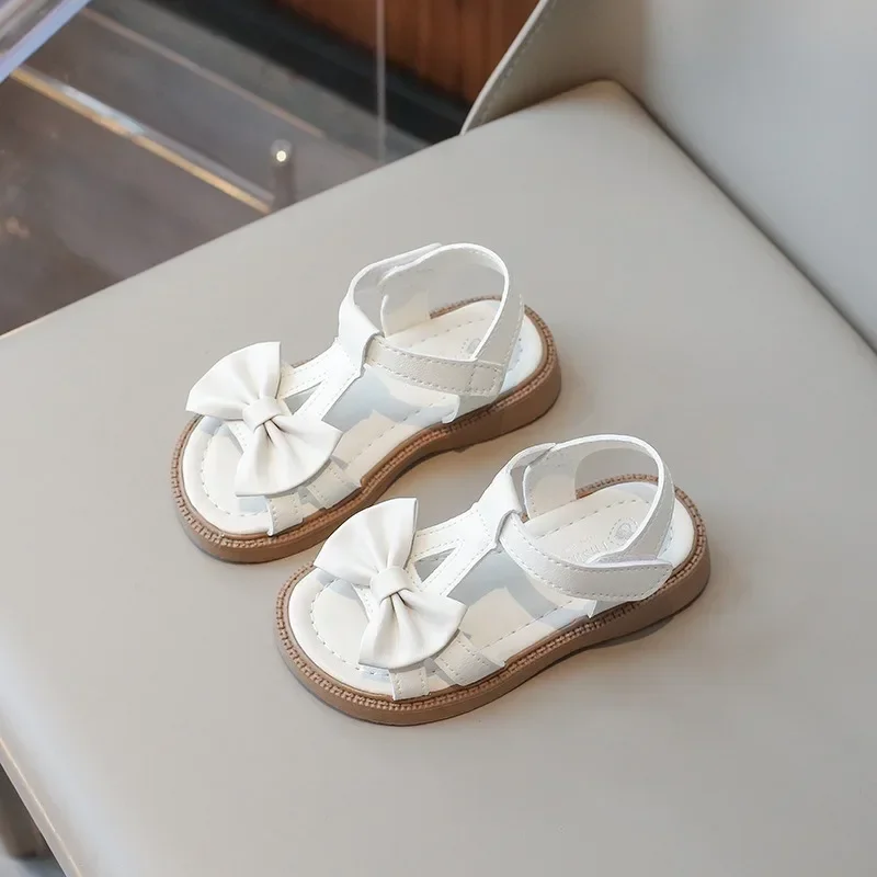 2024 Children Shoes Fashion Designer Bow Soft Soled Sandals Elegant Princess Shoes Versatile Girls Party Dresses Shoes Sandalias 6