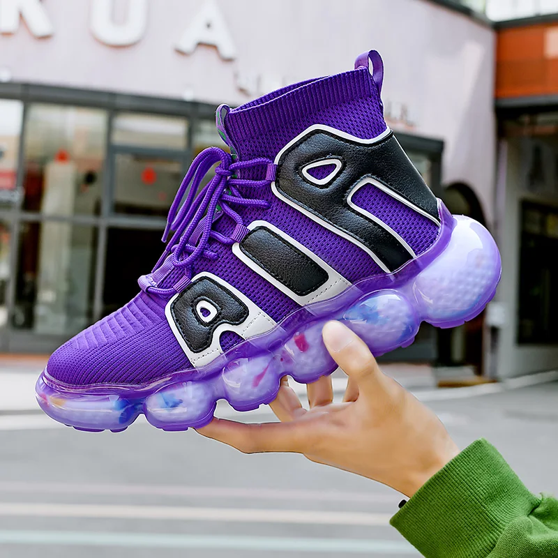 

New Products 2023 Mesh Men's Casual Shoes Luxury High Top Platform Purple Sneakers for Man Designer Anti Slip Shoes Men Outsole
