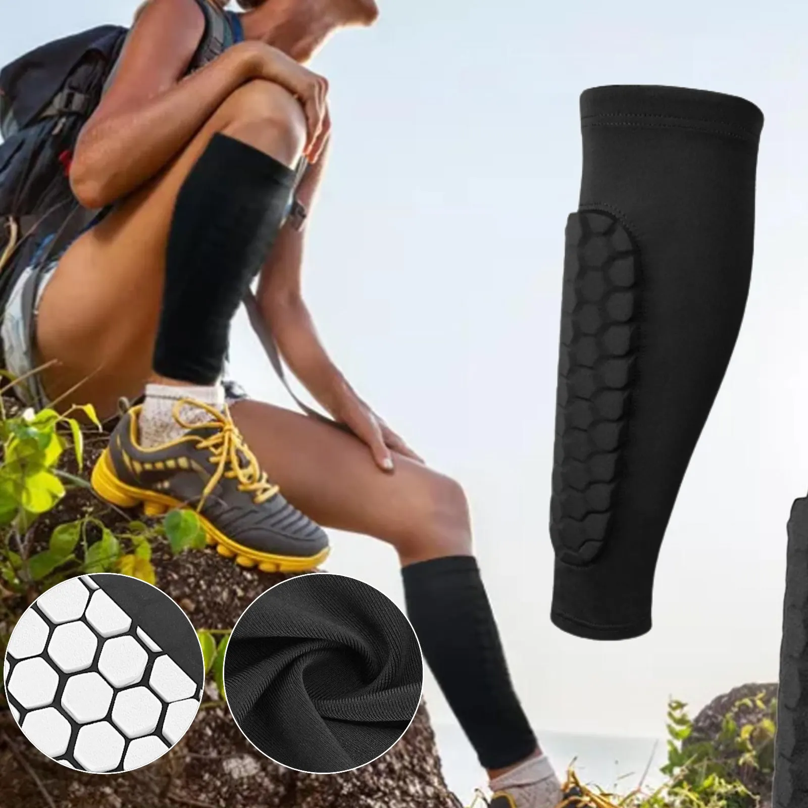 1Pcs Soccer Shin Guards Honeycomb Anti-Collision Pads Breathable Protection Leg Guard Socks Protector Outdoor Sports Safety Gear